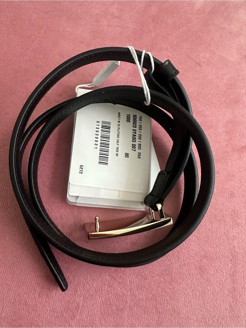 GUCCI Plutone Black Leather Belt 80